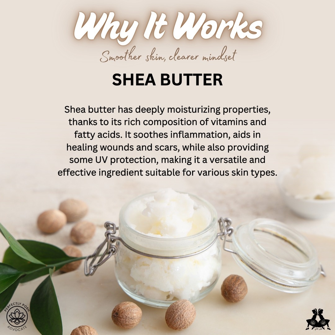 Shea butter isn't just a buzzword.
It's why your skin actually feels different after. 🌿

#SheaButter #IngredientSpotlight #PerfectlyPosh #SnarkyBar #CleanBeauty #SkincareTips #KnowYourIngredients