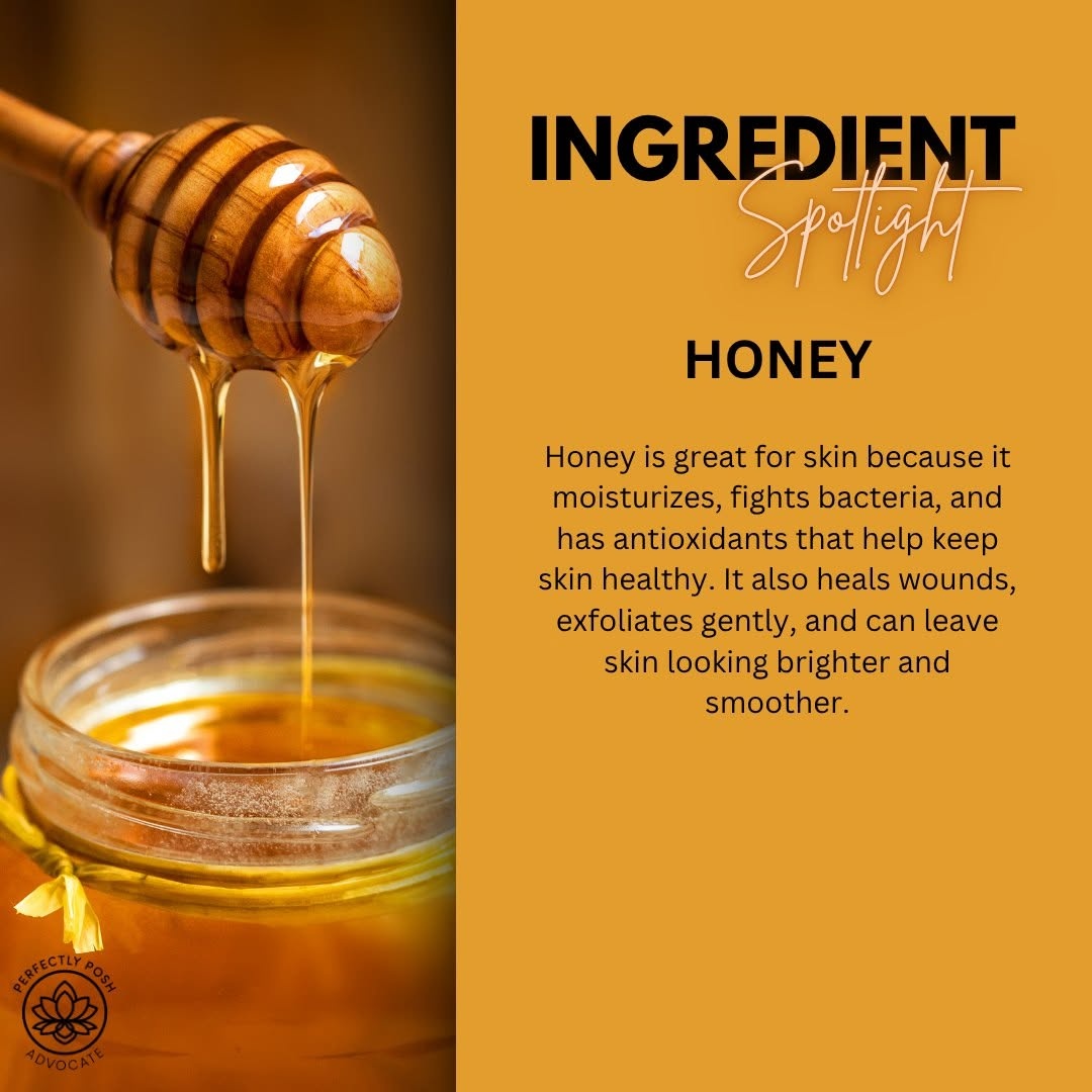 Honey ~ nature's ultimate skin soother.
Moisturizes, calms, and actually fights bacteria too. It's been used on skin forever and for really good reason.
Daily Greens had chamomile last week. This week honey is doing the heavy lifting. 🤍

#IngredientSpotlight #Honey #HoneyHoney #PerfectlyPosh #CampPosh #NaturalSkincare