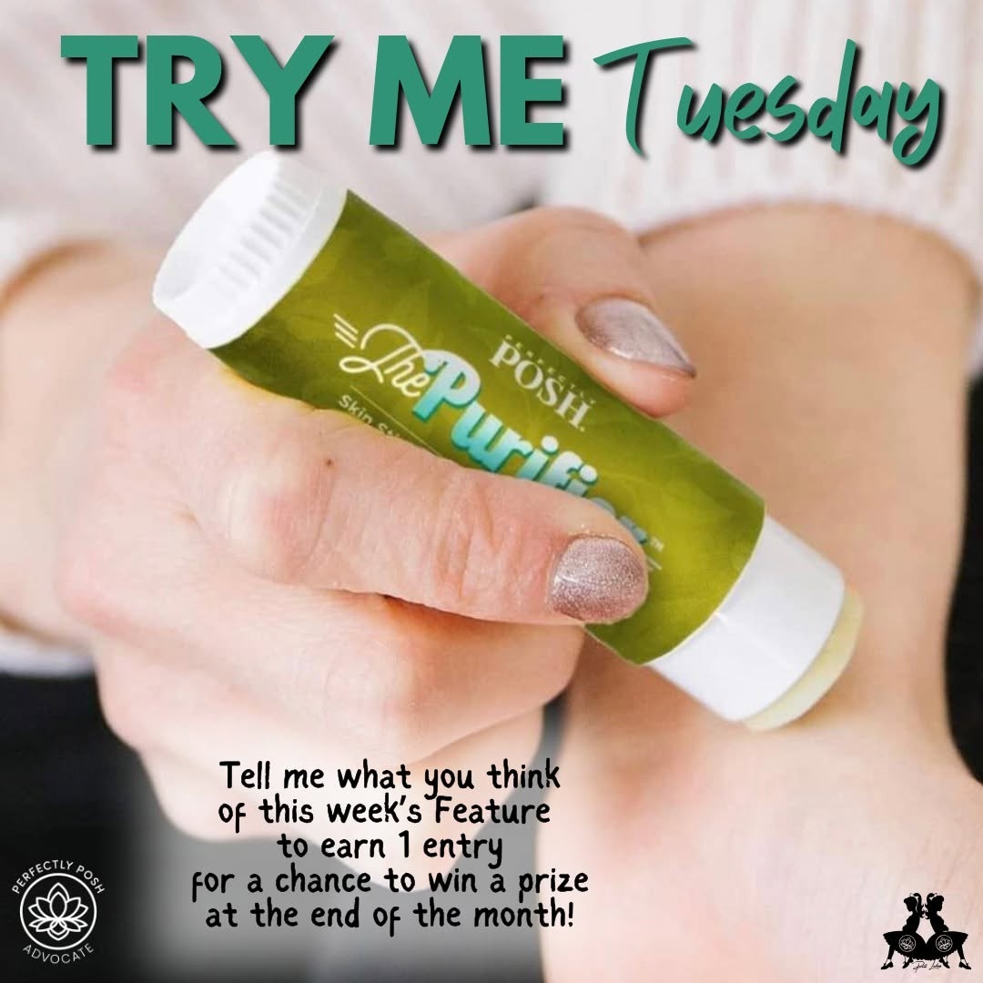 Try Me Tuesday 🌿
Have you ever used The Purifier?

Bug bites, bumps, irritated skin ~ this little stick handles it all. Tea tree, shea butter, beeswax. Small but mighty.

Drop a comment and tell me your experience ~ or if you haven't tried it yet, what would you use it for first? 👇

#TryMeTuesday #ThePurifier #PerfectlyPosh #CampPosh #TeaTree