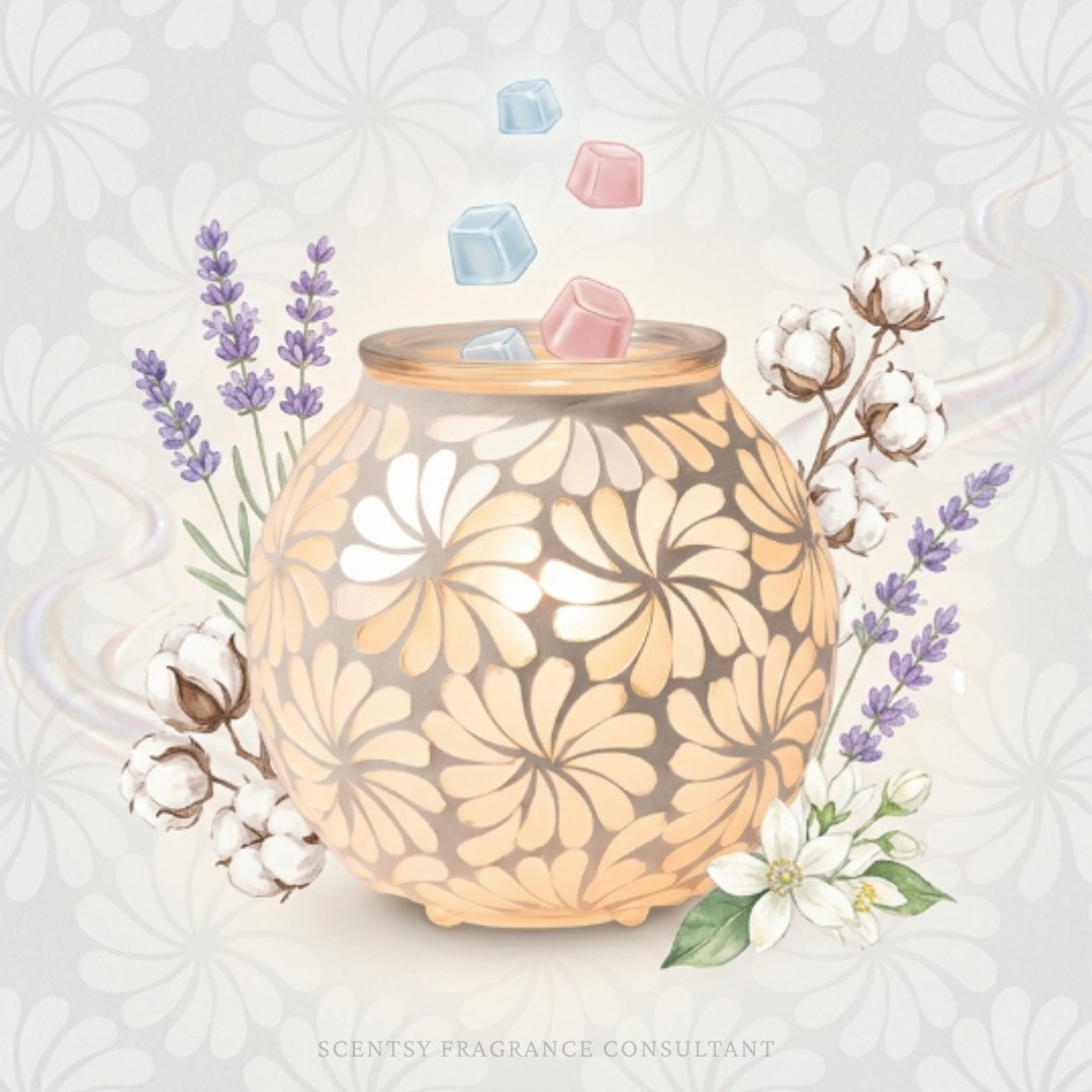 Hand~placed iridescent petals. Dreamy pastel glow. Every single one unique 🌸

The Sky Blossom Warmer is really something special.
Tap the link in bio 🤍

#janicaspamperedlife #homedecor #scentsywarmer #scentsy