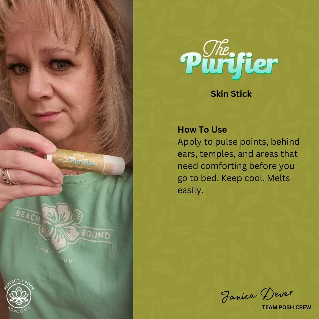 Feature Friday 🌿
The Purifier Skin Stick ~ tea tree, shea butter, beeswax.

Bug bites. Bumps. Breakouts. Irritated skin. One little stick.
Was $17. Now $8. Same great product. 🤍

#FeatureFriday #ThePurifier #PerfectlyPosh #CampPosh #TeaTree