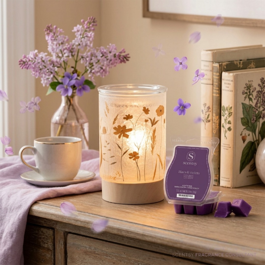 Pressed florals, soft glow, the kind of warmer that feels like a bouquet you never have to replace 🌸

The Pick of the Bunch Warmer paired with Lilacs & Violets is giving peaceful morning energy.

Tap the link in bio 🤍
#janicaspamperedlife #floralhome #scentsywarmer #scentsy