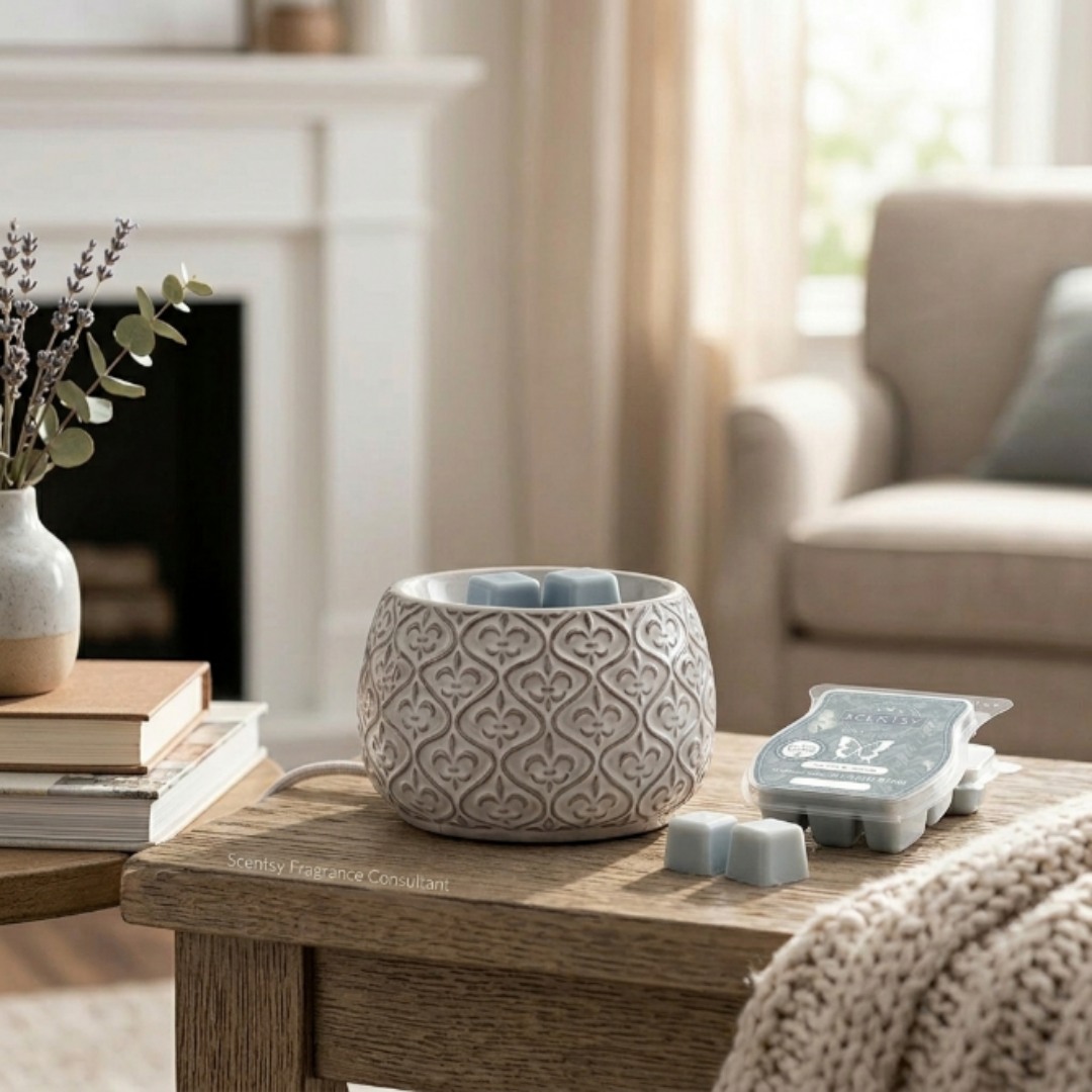 Soft neutral tone, subtle textured pattern ~ the Fleur~de~lis Warmer is the kind of piece that goes with everything 🤍

Classic never really goes out of style.

Tap the link in bio 🤍
#janicaspamperedlife #neutralhome #scentsywarmer #scentsy