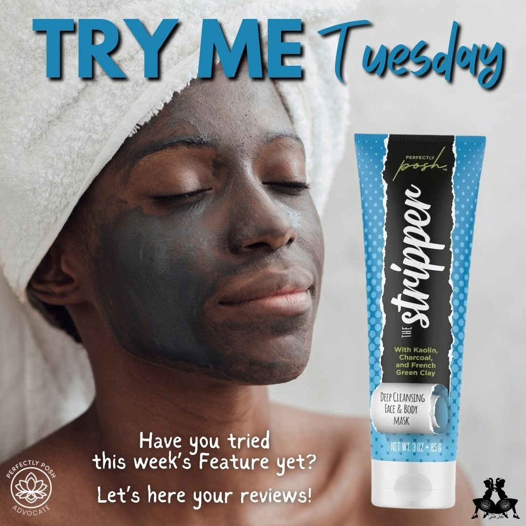 Try Me Tuesday 💙
The Stripper ~ deep cleansing face and body mask.

Kaolin clay, charcoal, French green clay. It goes deep, pulls everything out, and your skin feels genuinely reset after.

Have you tried it? Drop your review below ~ or tell us what you'd use it for first! 👇

#TryMeTuesday #TheStripper #PerfectlyPosh #CampPosh #ClayMask