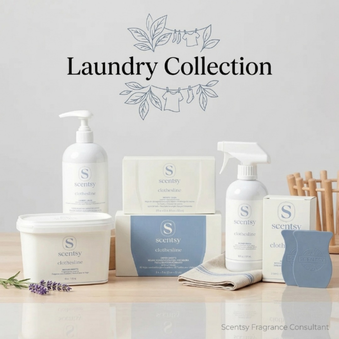 🧺 Laundry day just got an upgrade 

From Laundry Liquid and Washer Whiffs to Dryer Sheets, Dryer Disks, and Fresh spray... this whole lineup keeps your clothes and home smelling amazing from wash to wear

💜 Clean, fresh, long lasting fragrance in a bunch of amazing scents
Favorite clean laundry scent? 
🌿 fresh 
🍓 fruity 
🌸 floral 
🤍 cozy

#LaundryDay #ScentsyLaundry #FreshLaundry #CleanHomeHappyHome #janicaspamperedlife