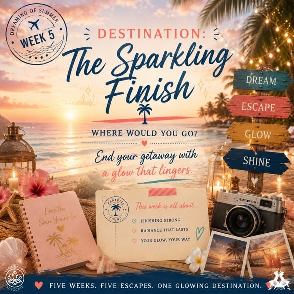 Five weeks. Five escapes. One final destination.💜

This is it ~ Week 5: The Sparkling Finish.

We're ending this summer adventure the way it deserves ~ with a glow that lingers, skin that feels incredible, and a whole lot of gratitude for this community.

Finishing strong. Radiating good vibes. Your glow, your way.

Where would you go for your sparkling finish?

#janicaspamperedlife #perfectlyposh #dreamofsummer #thesparklingfinish #selfcare