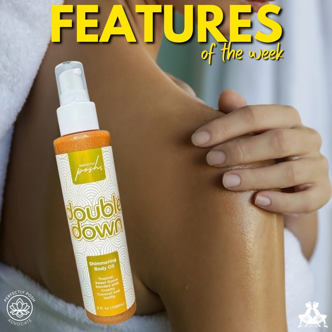 Saving the best for last.🤍

Double Down Shimmering Body Oil ~ tropical sweet guava blended with creamy coconut and vanilla. It smells like a vacation and makes your skin look like you actually took one.

Shake it up, pump it on, and watch your skin go from regular to radiant in about sixty seconds.

Macadamia, argan, and pomegranate seed oils nourishing underneath. Light~catching shimmer doing its thing on top.

This is the sparkling finish. 🤍

#janicaspamperedlife #perfectlyposh #doubledown #shimmeringoil #selfcare