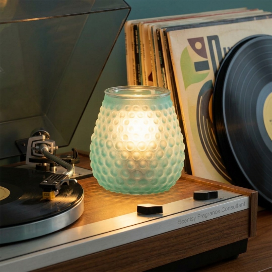 Set the mood with vintage vibes 
🎶 Happy Vinyl Record Day

The Bubble Blue Warmer has that same nostalgic charm, hand blown glass with a satin blue frost that glows soft and warm when lit

If you could put one album on right now, what would it be?

#vinylrecordday #vintagestyle #janicaspamperedlife #scentsy