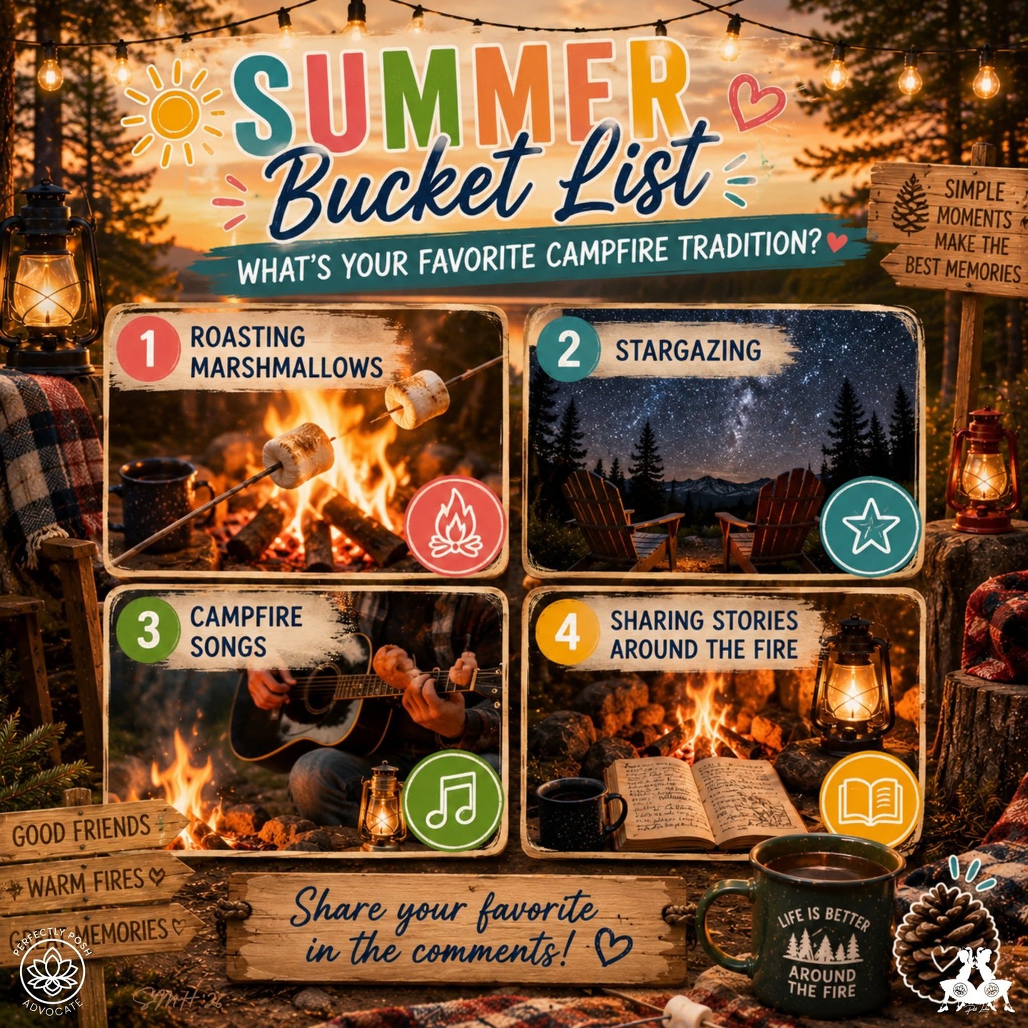 What's your go to campfire tradition? 

Marshmallows, stargazing, songs, or stories around the fire? 

Drop your answer below, I'd love to hear it. 🤍