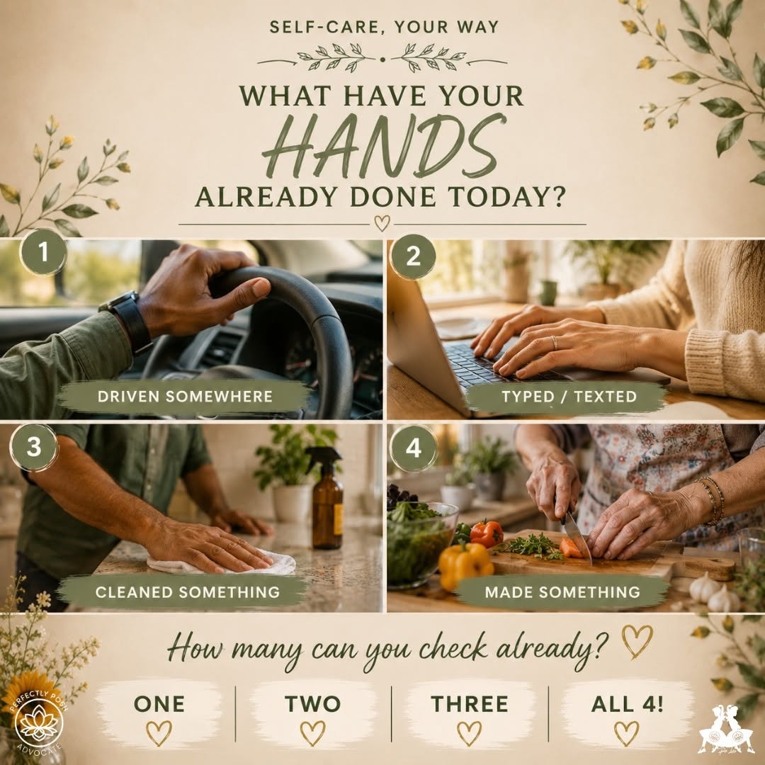 What have your hands already done today? 🤍 

Driven somewhere, typed or texted, cleaned something, made something... how many can you check off already?