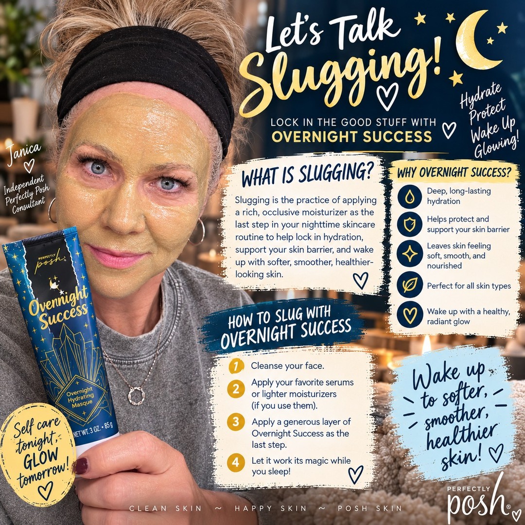 Posh hack 💡 Ever tried slugging? 

Layer on Overnight Success before bed and let it work all night. Wake up to soft, hydrated skin, so good and so easy 😴🤍