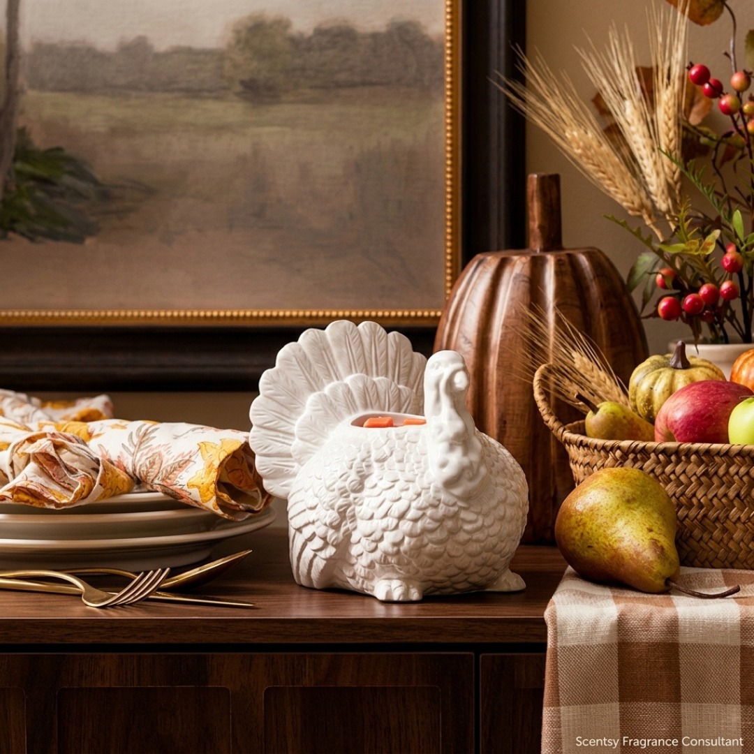 🦃 This isn't just a warmer, it's a Thanksgiving centerpiece.
Meet Feathered Friend, a stately turkey handcrafted from fine ceramic with a reactive glaze, so every single one has its own one-of-a-kind character.
Center of the table, on the mantle, or tucked into your fall display~ add a cozy autumn fragrance and it's the whole vibe.
Shop link in bio 🍂

#Scentsy #ThanksgivingDecor #FallDecor #HarvestSeason