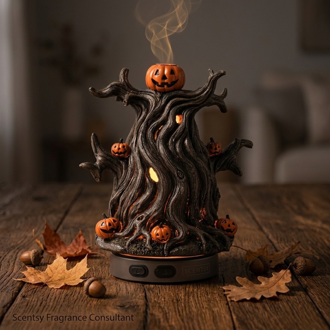 🖤 This isn't your average diffuser, this is Halloween making a statement.
Meet the Midnight Jack Premium Diffuser~ a twisted, gnarled tree design with glowing details and mischievous little jack-o'-lanterns. Straight out of an enchanted pumpkin patch.
Add your favorite Scentsy Oil and it becomes the centerpiece of your spooky décor 🎃
Shop link in bio!

#Scentsy #MidnightJack #HalloweenDecor #SpookySeason