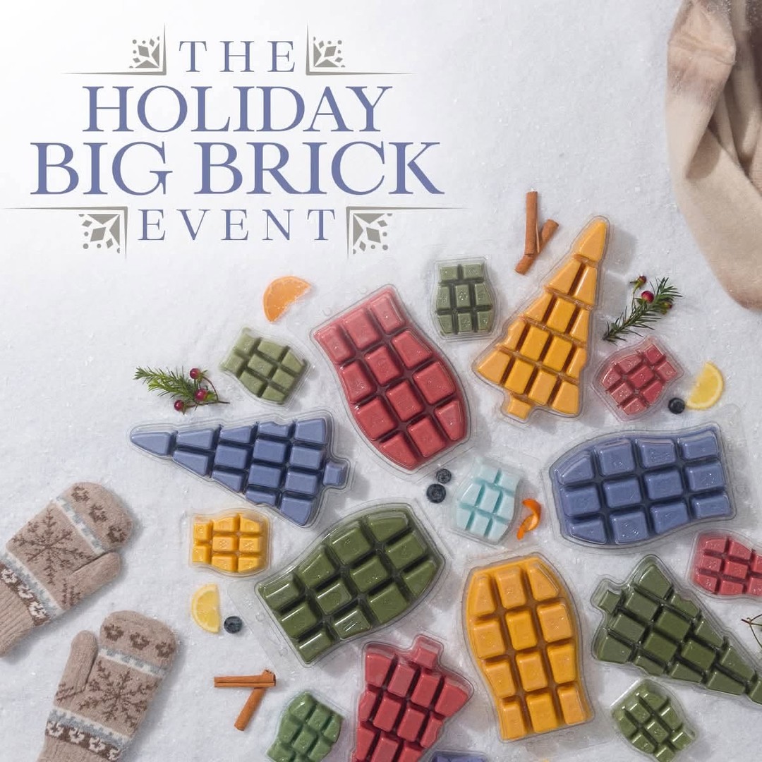 The Holiday Big Brick Event is coming! 🧱🎄

Starting Sunday 11/1, while supplies last. Almost 5x the wax of a regular bar, $24 each or 2 for $40! Some even come shaped like Christmas trees 🎄

DM me your wish list before they’re gone!

#scentsy #scentsybrick #bigbrickevent #holidayscents #janicaspamperedlife